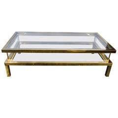1960s French Coffee Table with a Sliding Glass Top