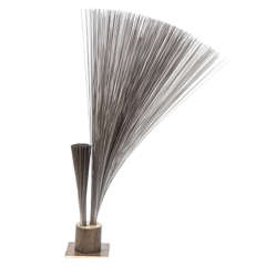 Val Bertoia "Double Vertical Spray Sculpture," Steel Wires with Brass Base, 2014 3