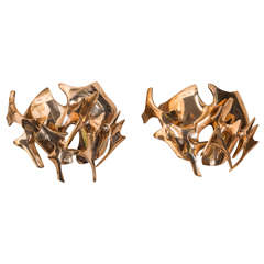 Fred BROUARD Sculpted Bronze Sconces