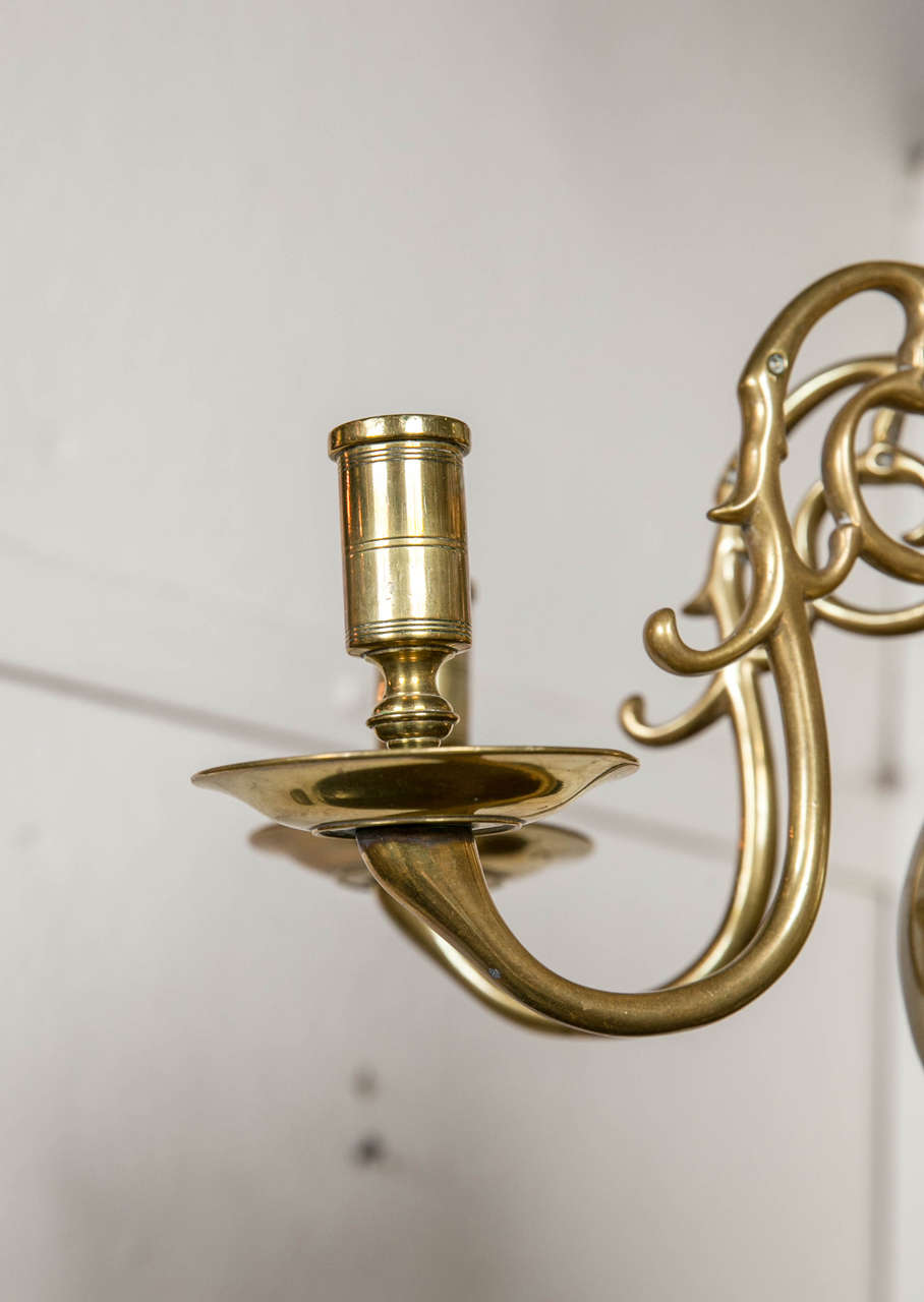 Small 18th Century Dutch Six-Light Brass Chandelier For Sale 2