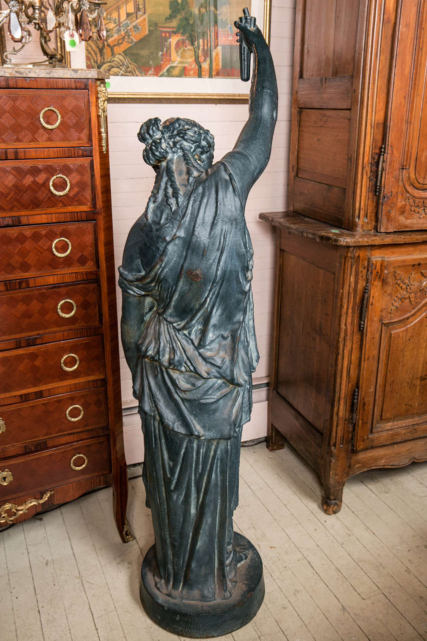 Cast Iron Female Figure In Excellent Condition In Woodbury, CT