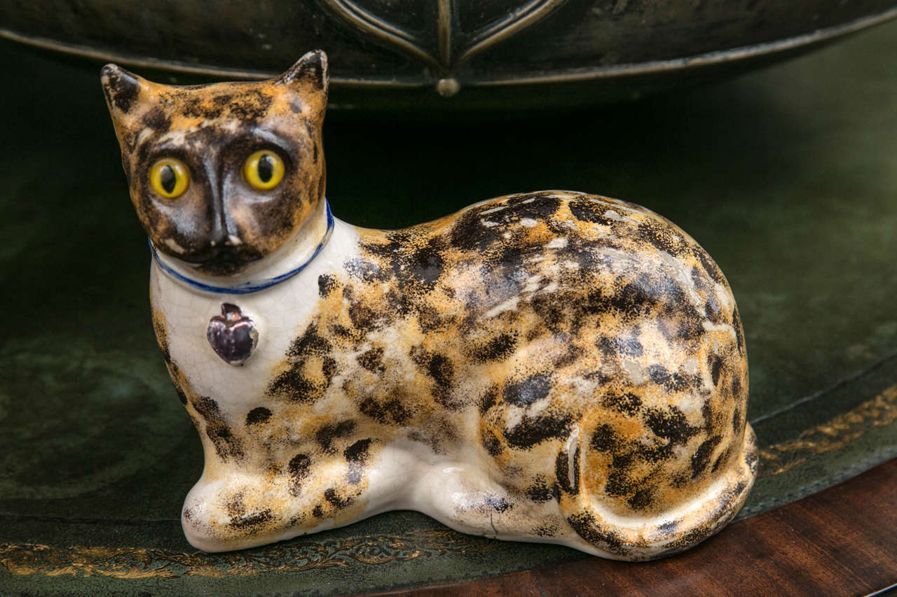 English Pair of Staffordshire Pottery Cats