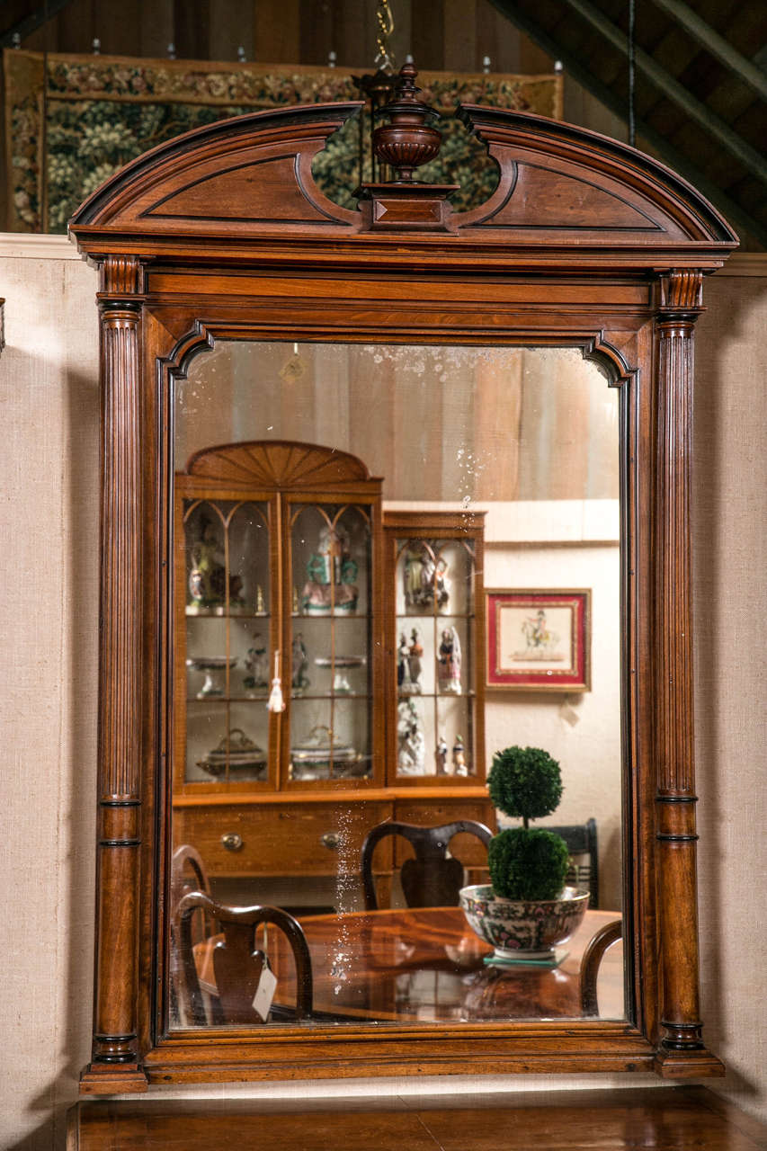 Mahogany Mirror with Molded Pediment