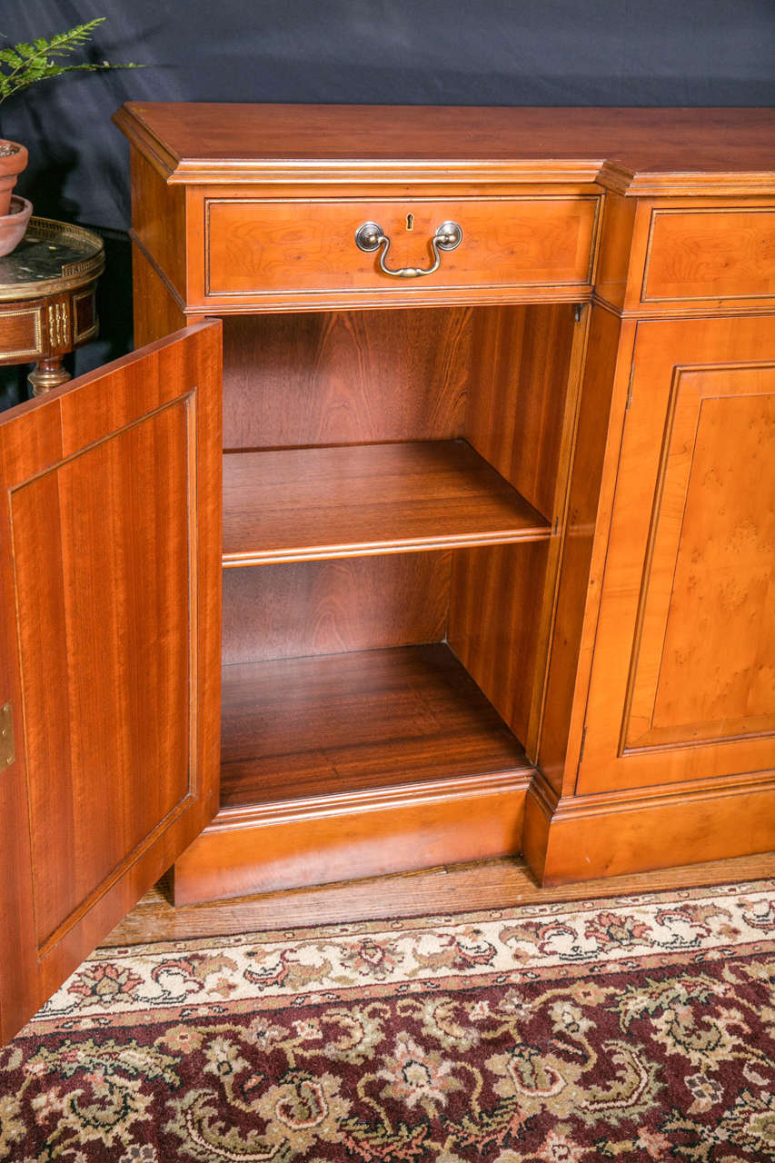 Custom Made English Yew Wood Breakfront Server / Credenza For Sale at 1stDibs credenza in