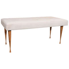 Top Stitched Oak Bench 7