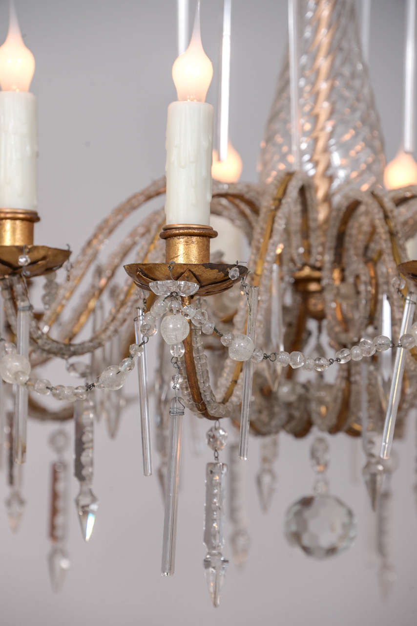 Italian Crystal and Gilt Iron Chandelier 3