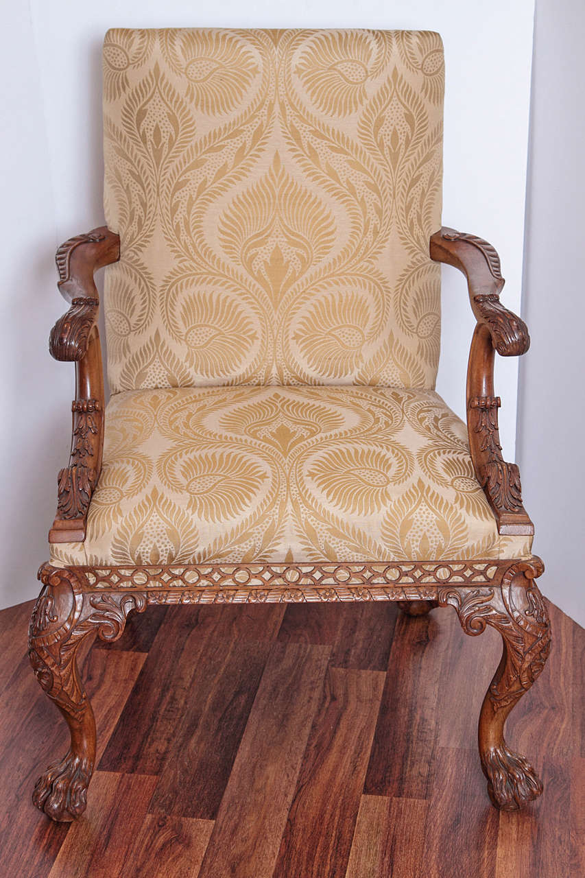 19th Century Irish Chippendale Carved Walnut Armchairs 5