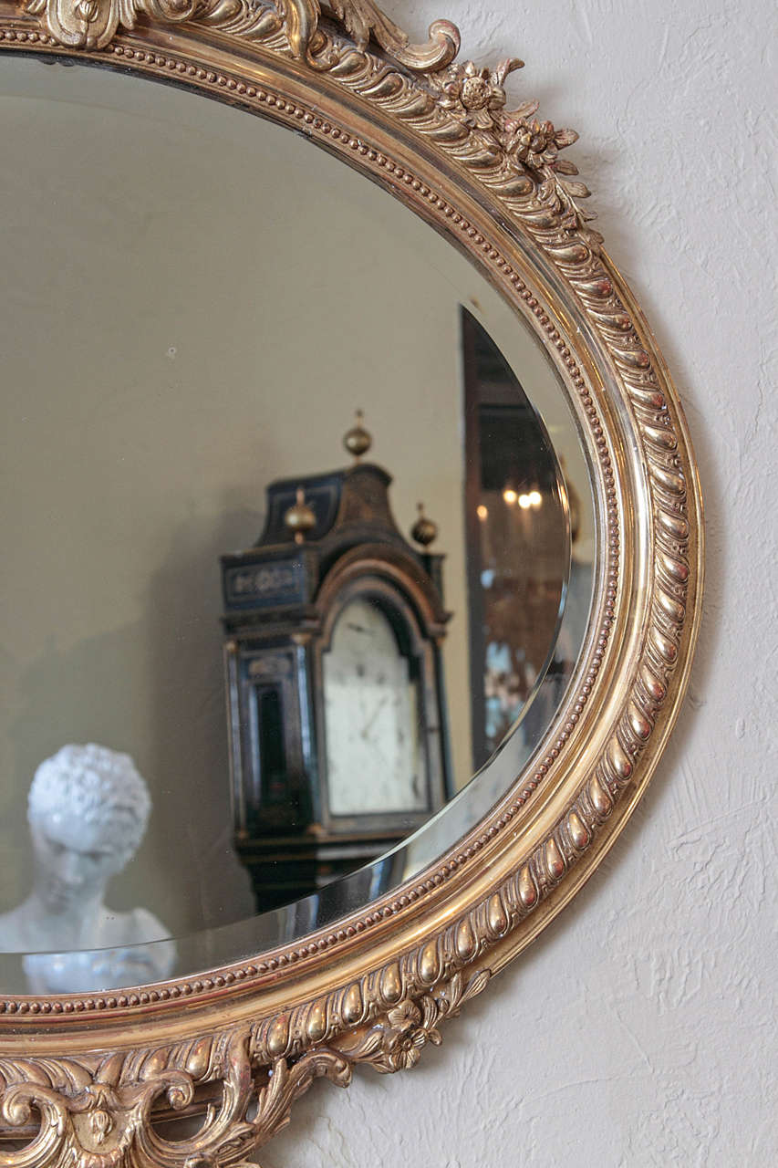 19th Century 19th c French over mantle mirror