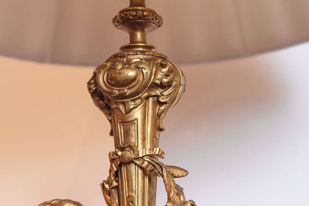 19th century  French gilt cherub lamps In Excellent Condition In Dallas, TX