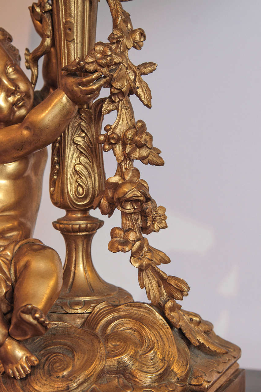 19th century  French gilt cherub lamps 1