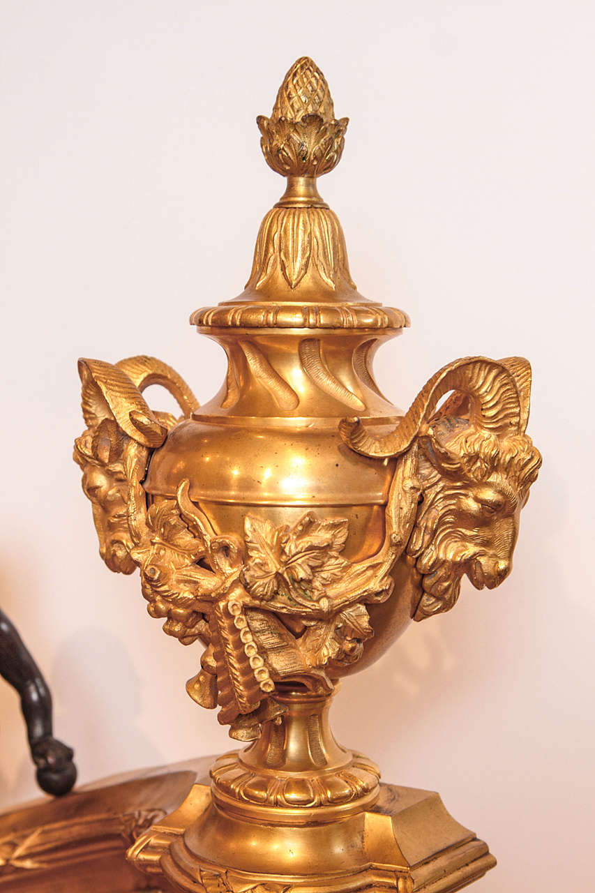 19th century French gilt bronze cherub chenets In Excellent Condition In Dallas, TX