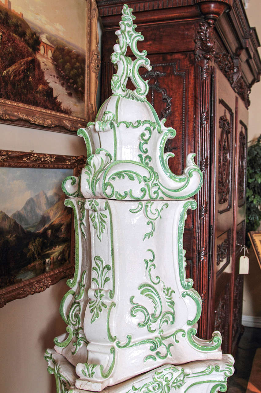 19th c French Fiance porcelain stove for warming the house