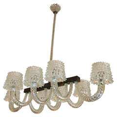Horizontal Height Arms Murano "Rostrato" Glass Chandelier by Barovier, 1938