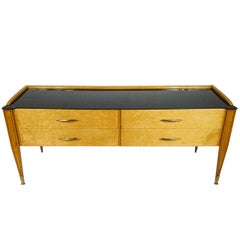  Mid century Italian  chest consolle  black glass top 1950's.