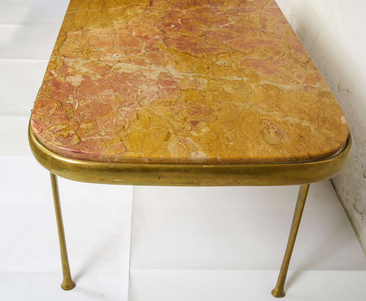 Slender Bronze and Marble Coffee Table by Cesare Lacca 1