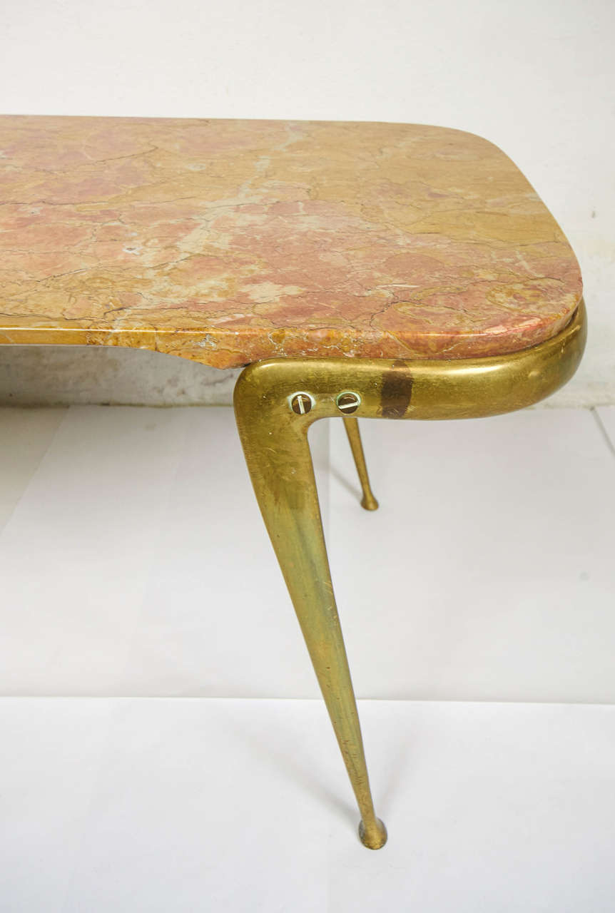 Slender Bronze and Marble Coffee Table by Cesare Lacca In Excellent Condition In Firenze, Toscana