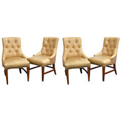 Set Of  4  Armless  Tufted Chairs From Algonquin Hotel