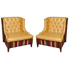 Pair Large Marquise Chairs From Algonquin Hotel Lobby