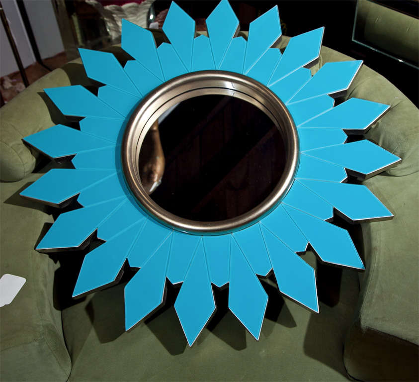 Algonquin  Hotel  Turquoise  Glass  Sunburst  Mirror