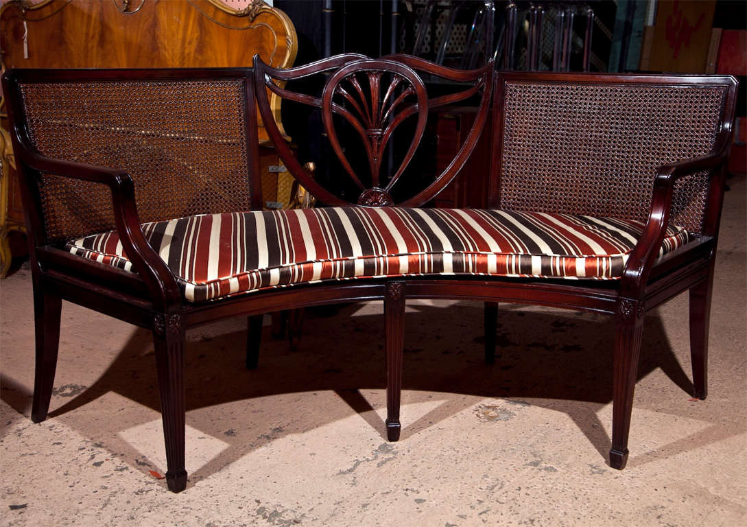 Hepplewhite Style Curved Back Settee