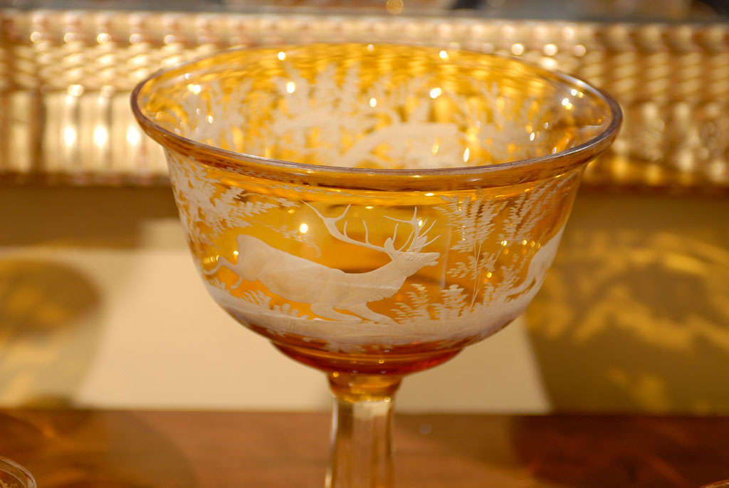 Set of 19th Century Bohemian Glasses and Punch Bowl, Circa 1880 5