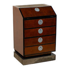 Antique Art Deco, Flip Down Writing Desk with Four Drawers