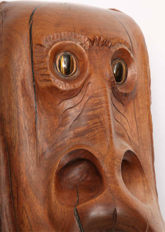 Mid-Century Modern WP Katz Sculpture Mid Century Modern carved wood Baboon 19970's For Sale