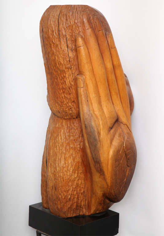 Late 20th Century WP Katz Sculpture Mid Century Modern carved wood Baboon 19970's For Sale