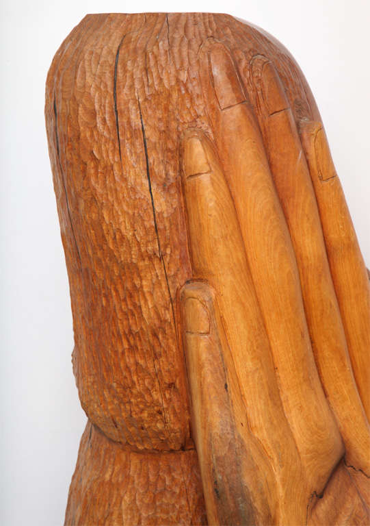WP Katz Sculpture Mid Century Modern carved wood Baboon 19970's For Sale 1