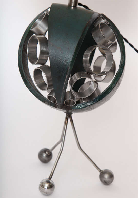 Table Lamp Mid Century Modern Sculptural crafted of iron 1970's In Good Condition In New York, NY