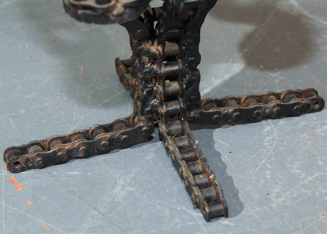 Roller chain folk art candelabra, great with no candles as sculpture.