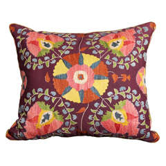 Retro very lovely large purple suzani pillow