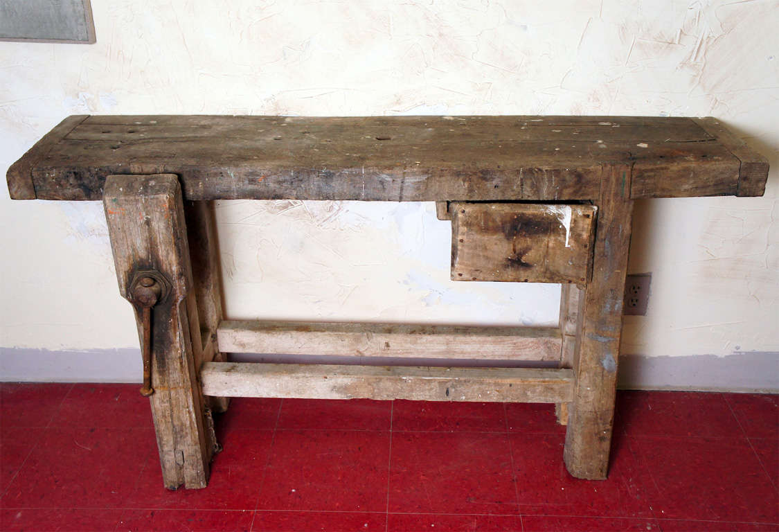 Antique French workbench.  Can be used as console or sofa table. 20.5
