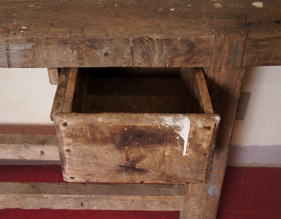 French Rustic Workbench Console Table