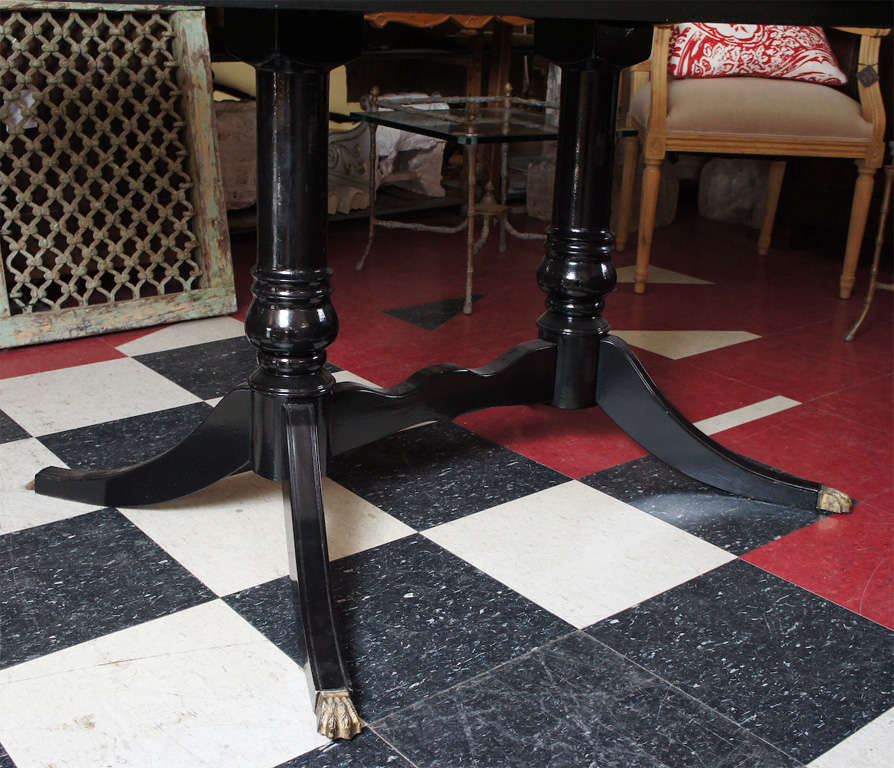 English Black Lacquered Oval Dining Table