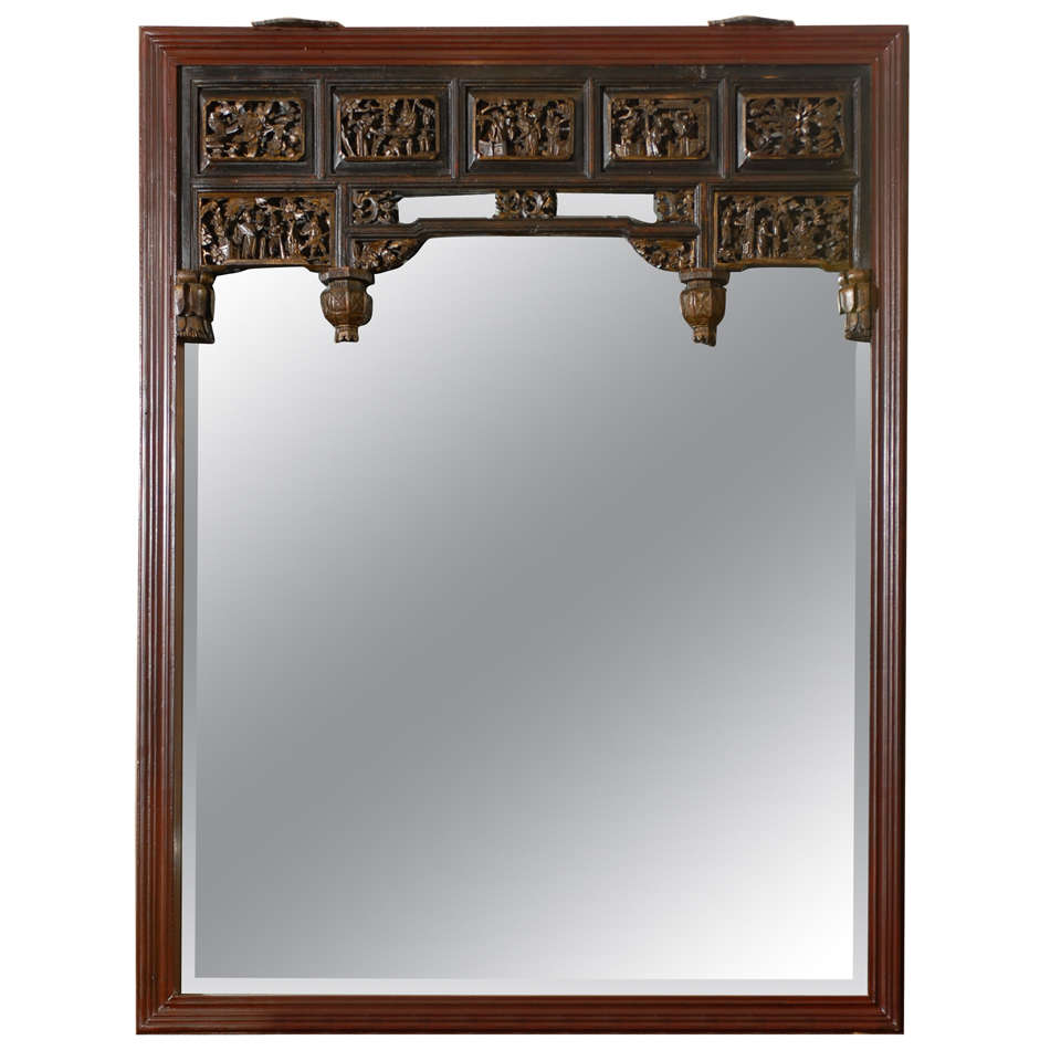 Carved Chinese Mirror For Sale