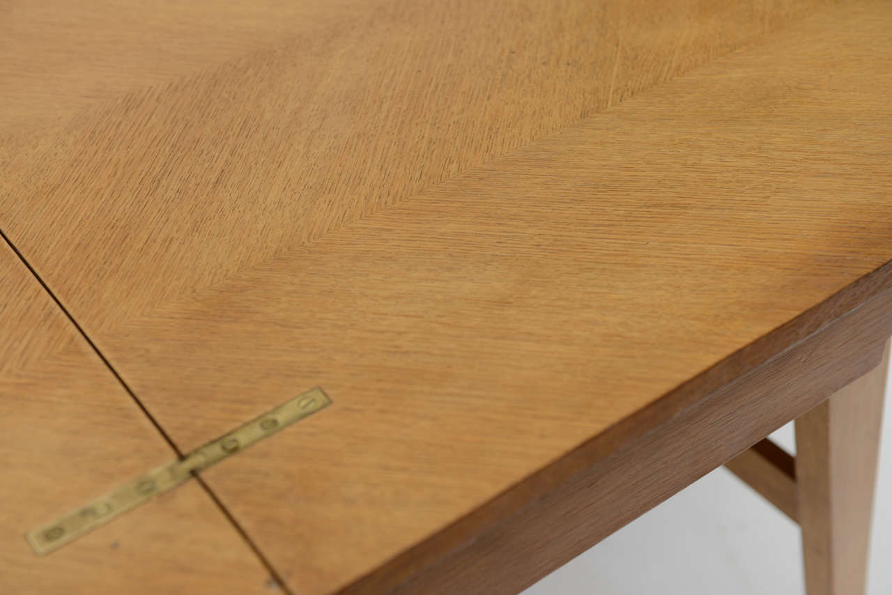 French Guillerme et Chambron Oak Collapsible Desk/ Cocktail Table