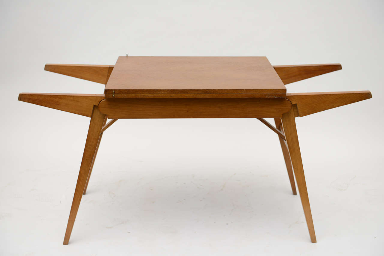 Mid-20th Century Guillerme et Chambron Oak Collapsible Desk/ Cocktail Table