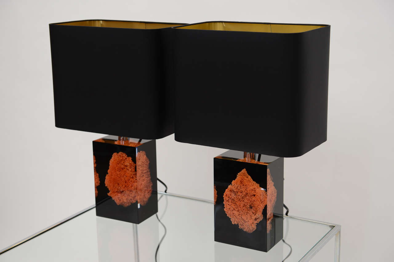 Sea Coral Lucite Table Lamps