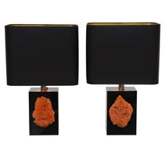 Sea Coral Lucite Table Lamps