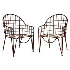Pair of Rene Prou Wrought Iron Chairs
