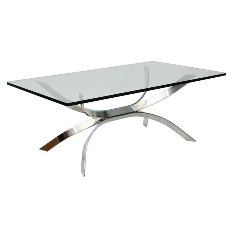 Stainless Steel French Cocktail Table in the Style of Maria Pergay For