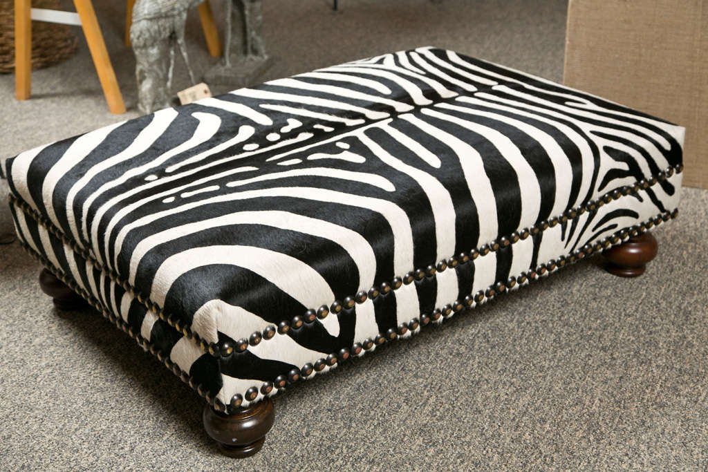 Faux Zebra skin Ottoman For Sale at 1stDibs
