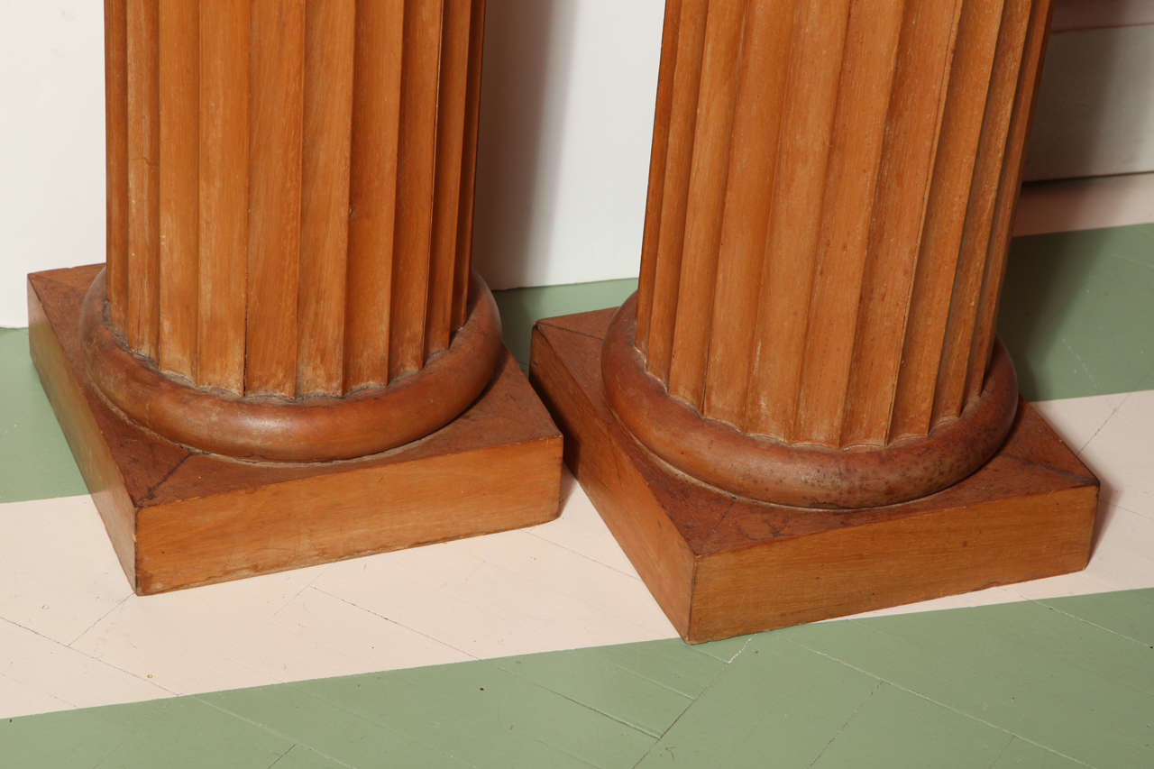 Doric Pair of Wood Column Pedestals
