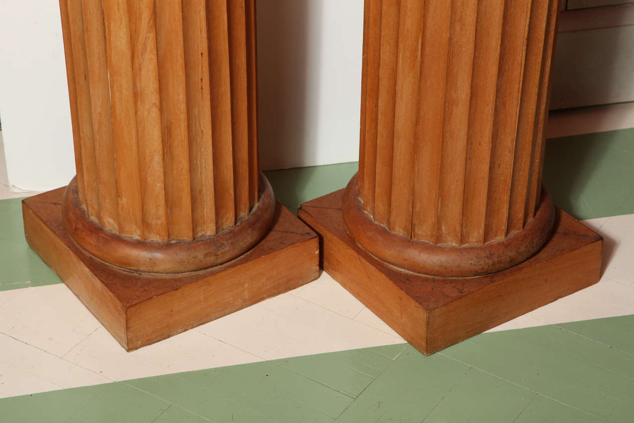 20th Century Pair of Wood Column Pedestals