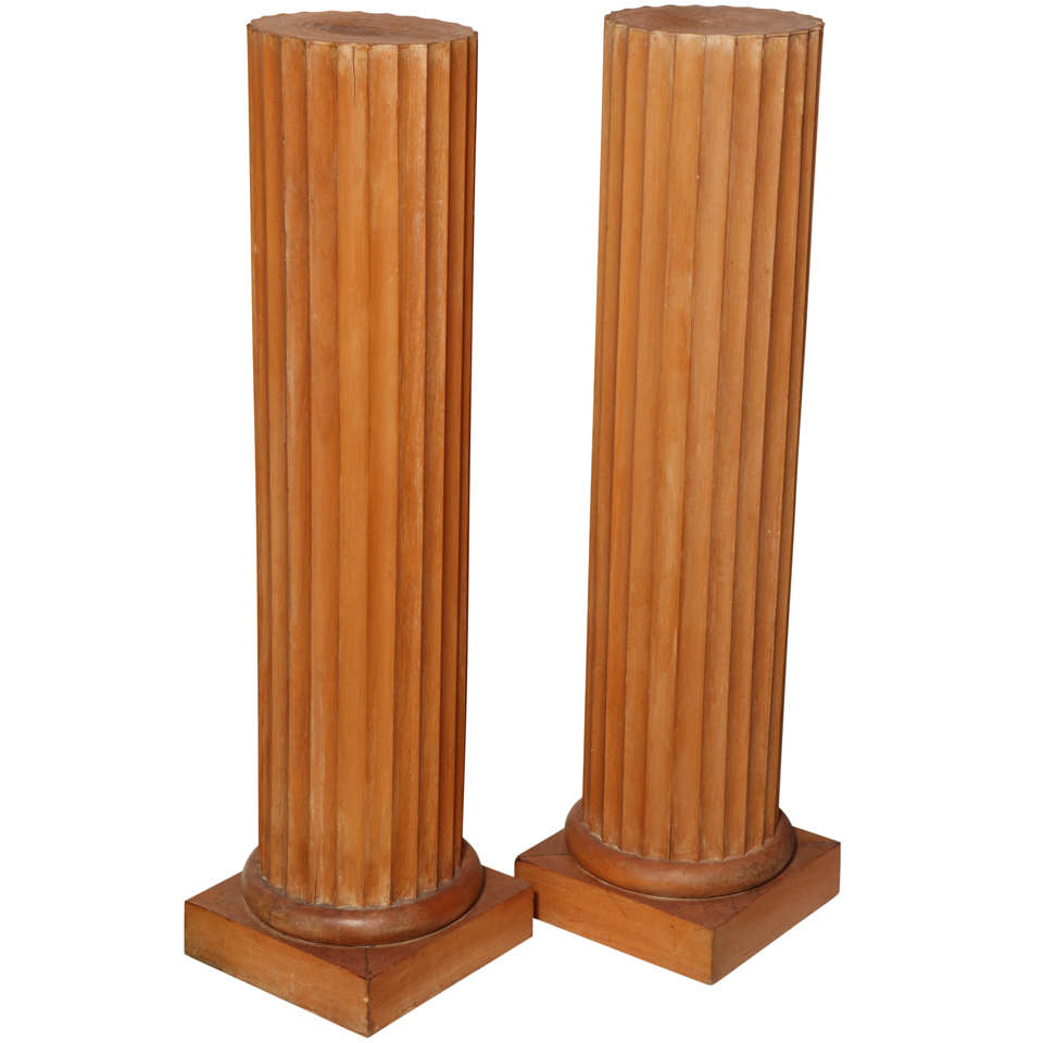 Pair of Wood Column Pedestals