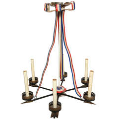 Tole Red, White, and Blue French Chandelier with Arrow Motifs