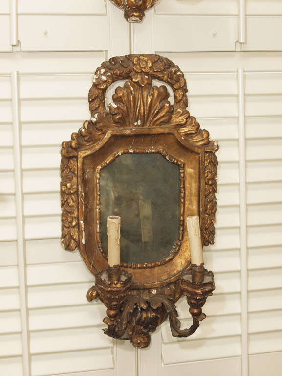18th Century Italian Gilt Wall Sconces In Good Condition For Sale In New Orleans, LA