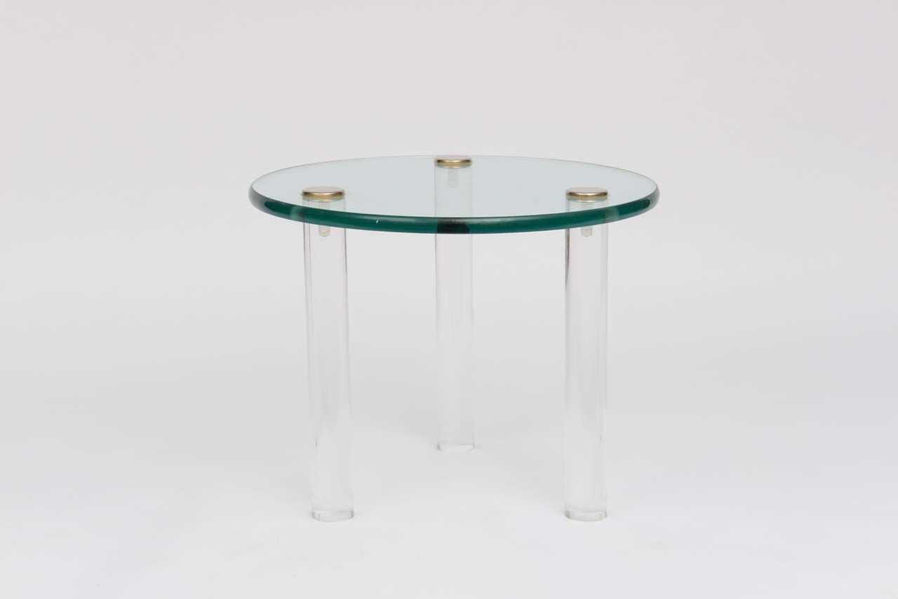 American SALE!SALE! SALE! Lucite Side Tables with Thick Glass Top, Gilbert Rhode For Sale