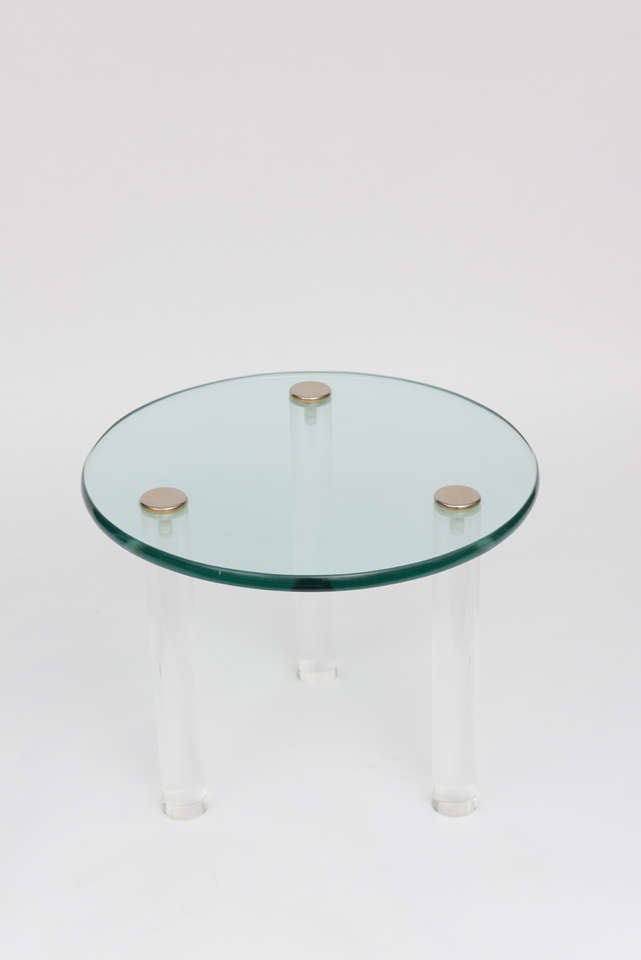 SALE!SALE! SALE! Lucite Side Tables with Thick Glass Top, Gilbert Rhode In Excellent Condition For Sale In Miami, Miami Design District, FL
